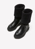 Extra Wide Width, Black Mid-Calf Chunky Boot with Knit Upper
