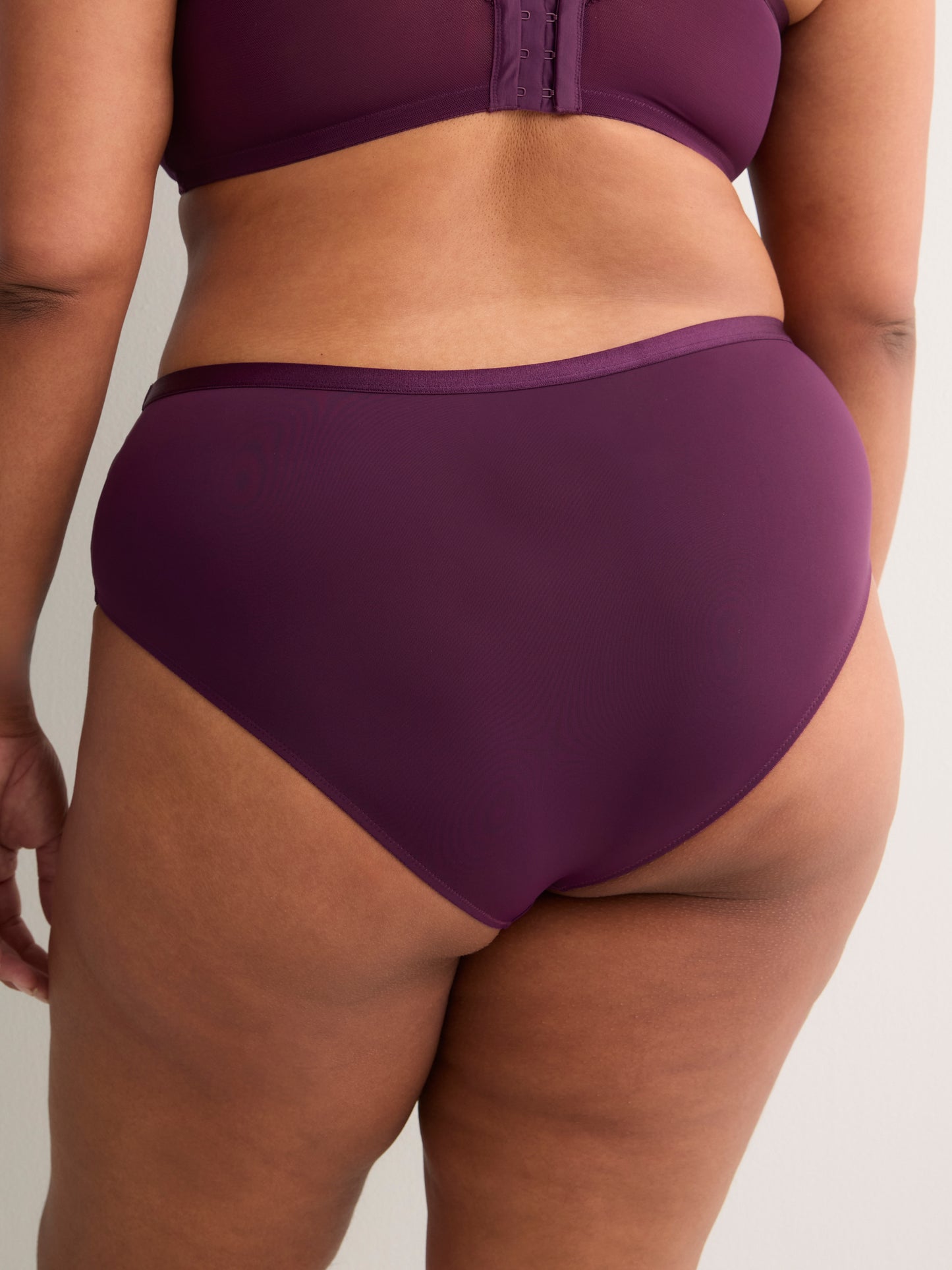 Plum Microfibre Cheeky Brief with Side Embroidery - Déesse