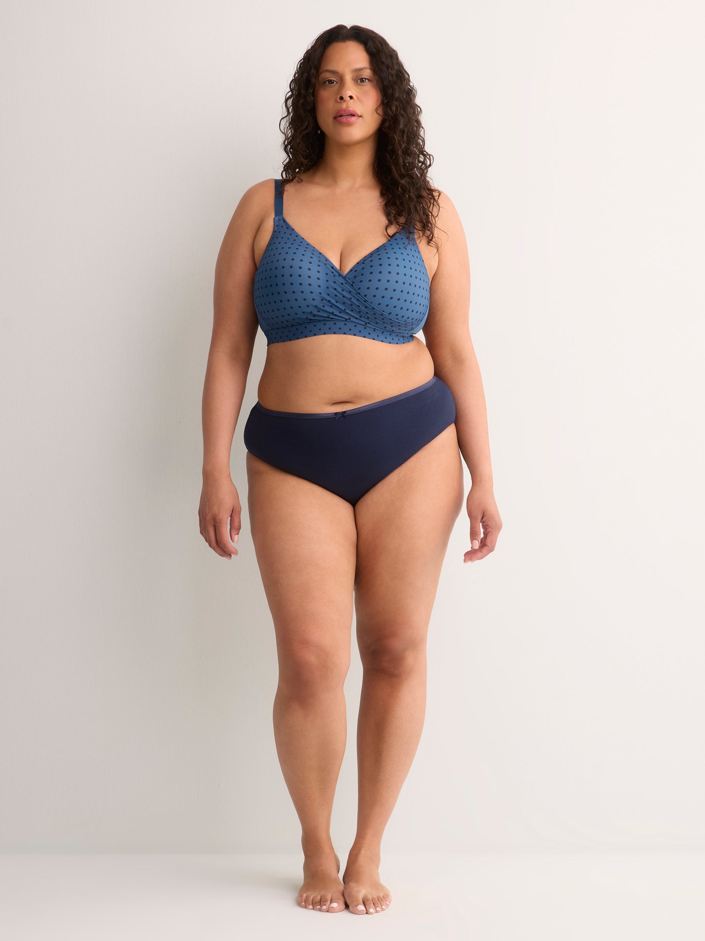 Blue Dotted Wireless Padded Lounge Bra - Déesse Collection