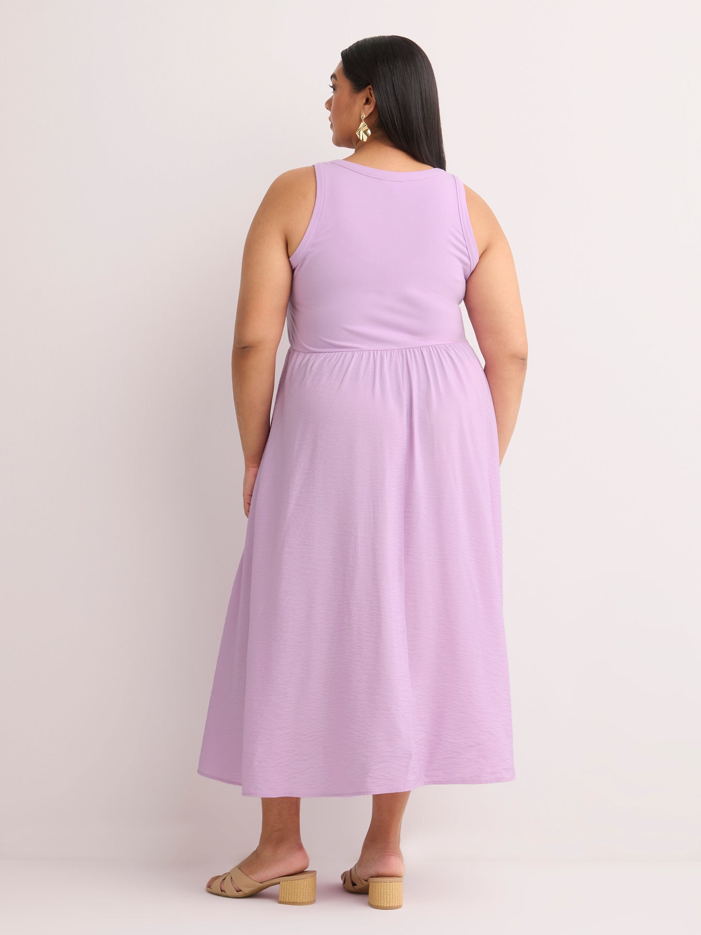 Responsible, Sleeveless Henley Flared Maxi Dress