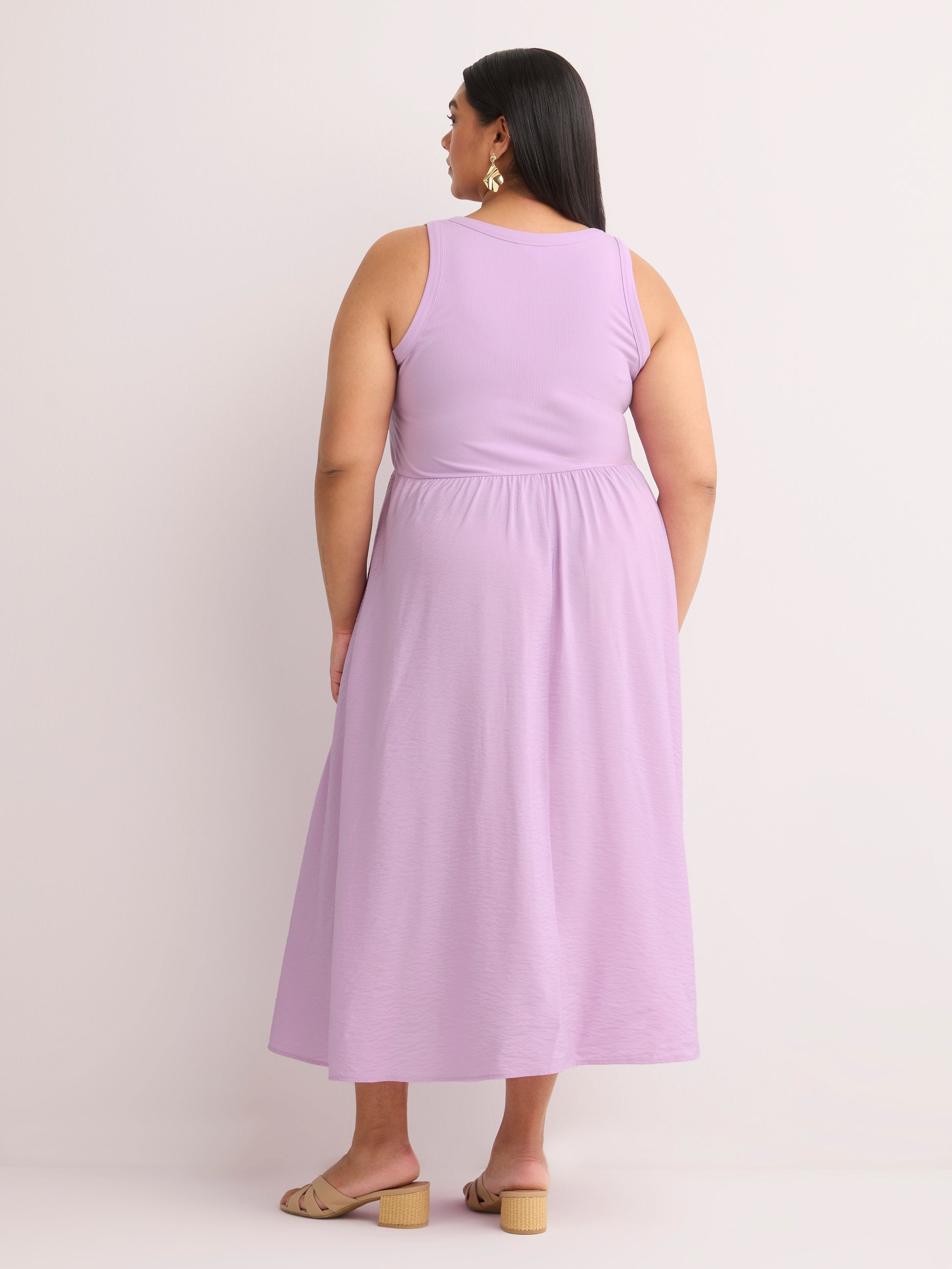 Responsible, Sleeveless Henley Flared Maxi Dress