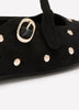 Extra Wide Width, Black Studded Strap Ballerina
