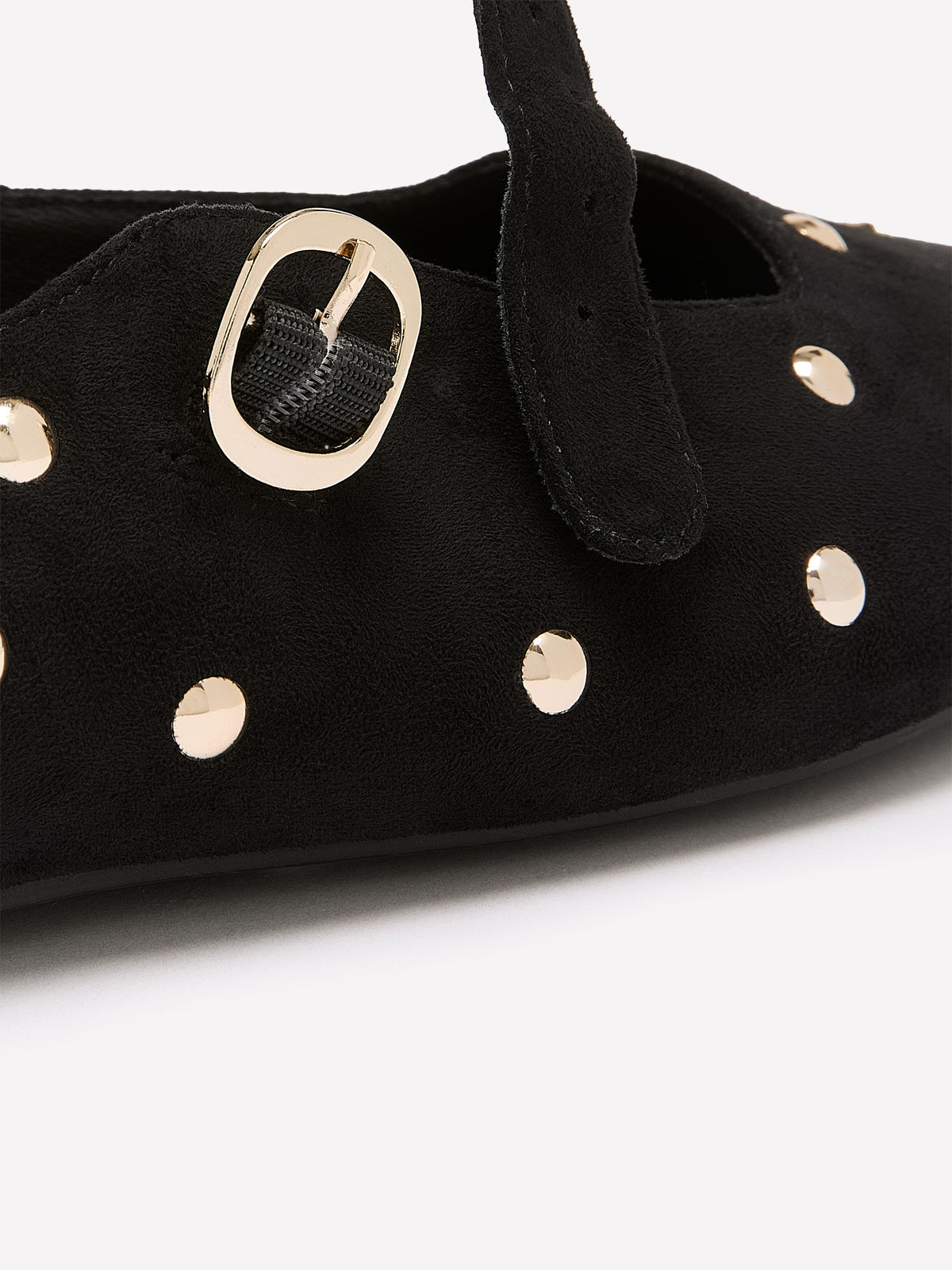 Extra Wide Width, Black Studded Strap Ballerina