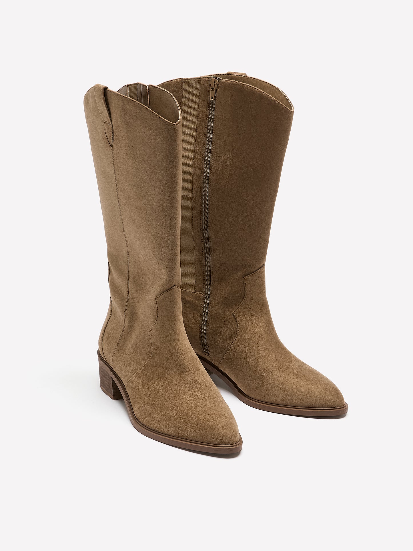 Wide Width, Sand Microsuede Tall Western Boot