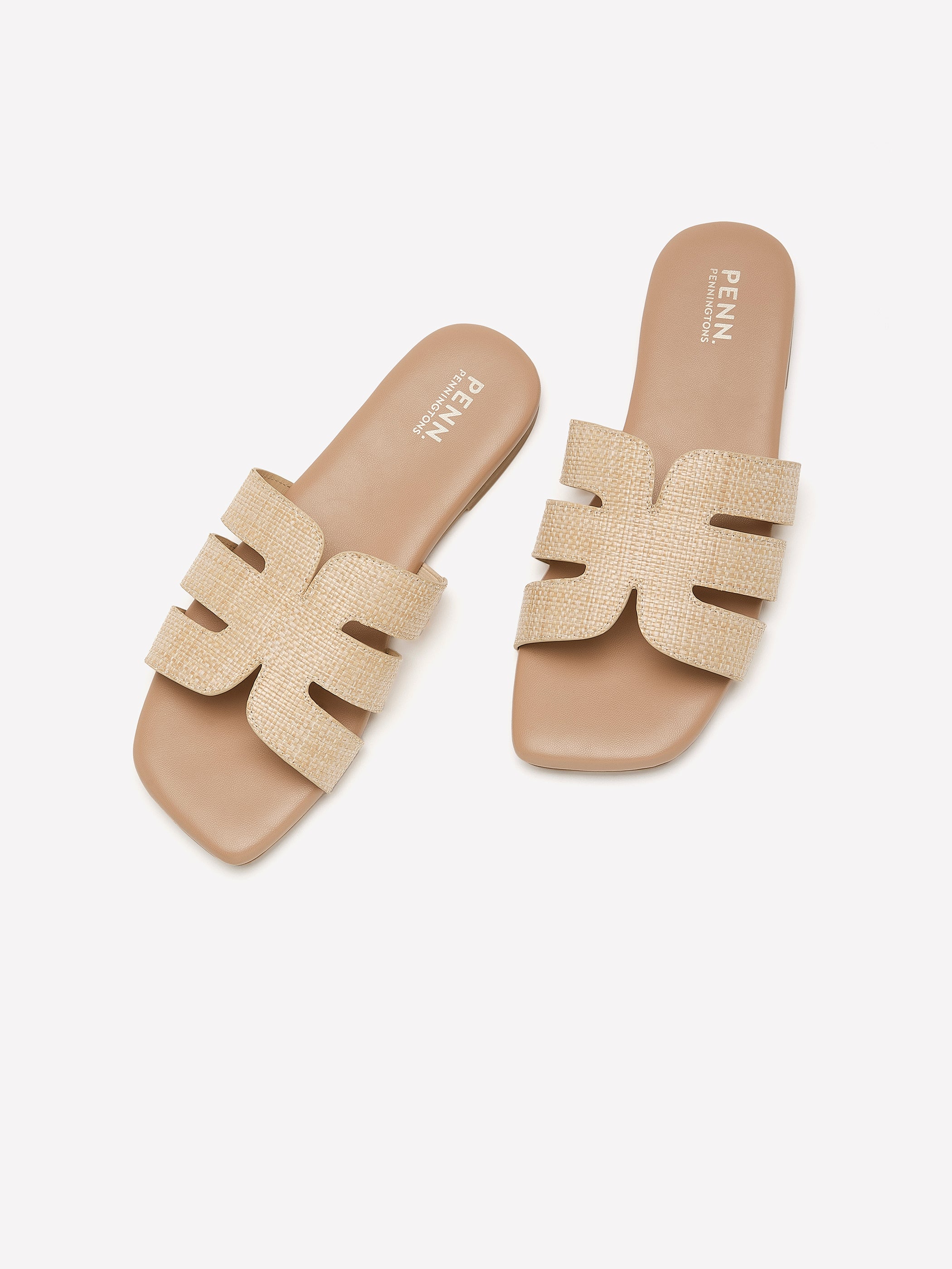 Wide Width, Raffia H-Band Flat Sandal
