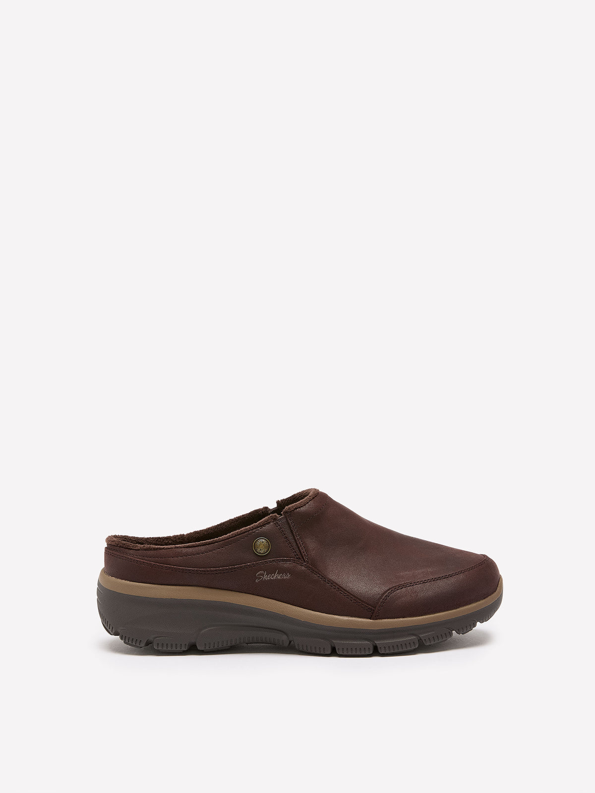 Wide Width, Easy Going Latte II Suede Mule - Skechers