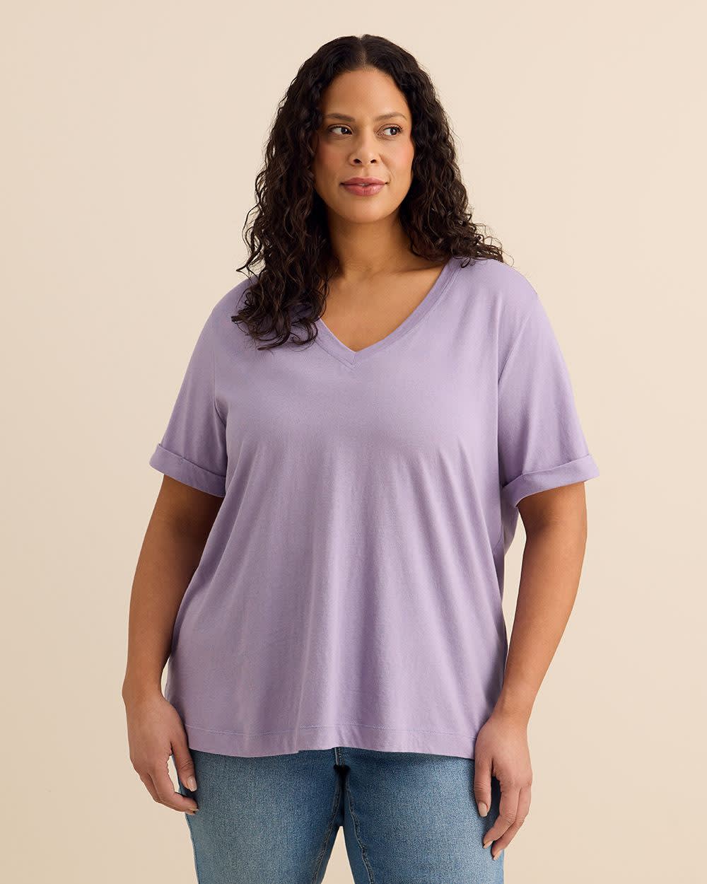 Responsible, V-Neck Boyfriend Tee with Slits