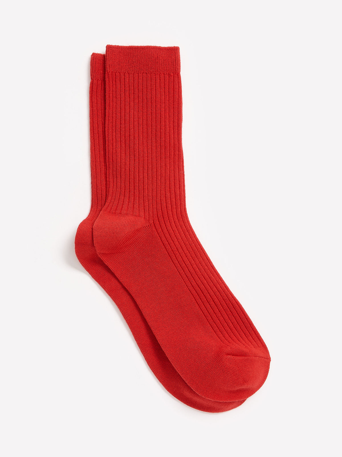 Red Ribbed Knit Crew Socks