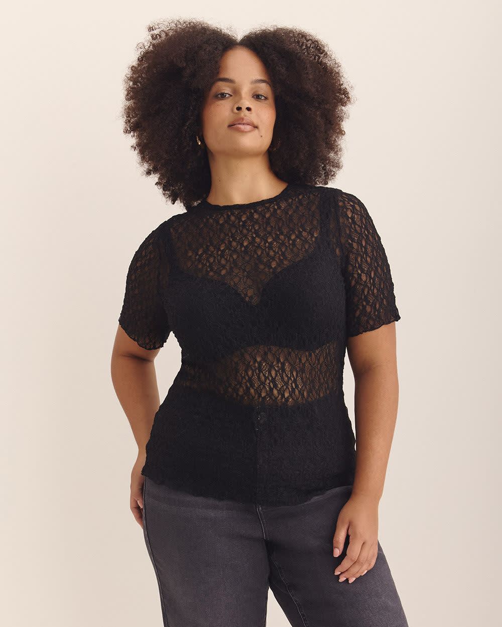 Lace Top with Lettuce Hem - Addition Elle