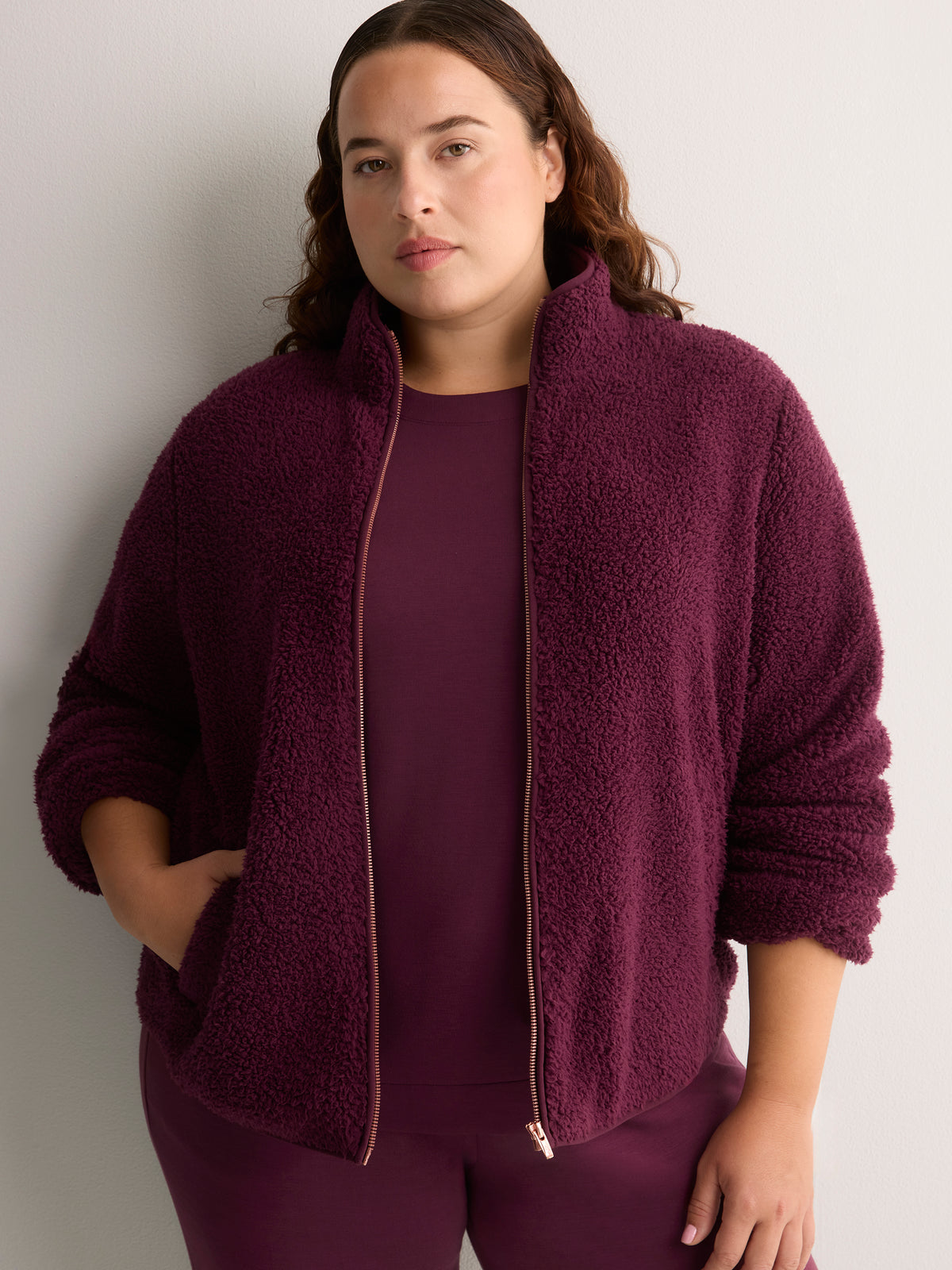 Mock-Neck Zip Sherpa Jacket - Skechers