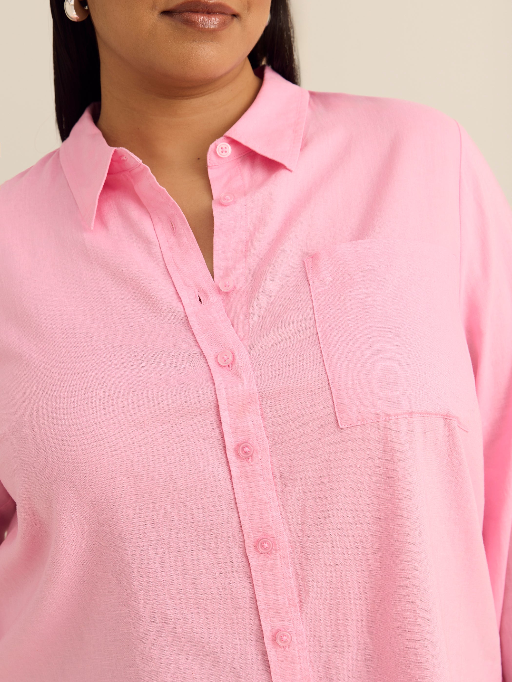 Tunique chemisier en mélange de lin avec boutons sur le devant