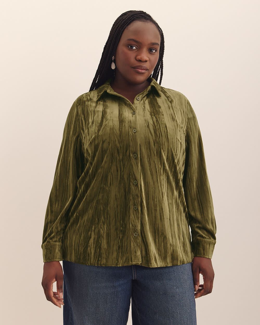 Chemise tricotée pour femmes Penningtons – Coupe droite, col boutonné, 100 % polyester