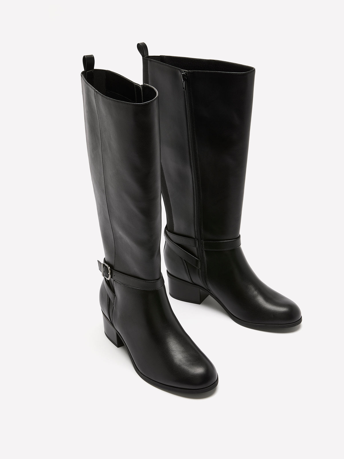 Wide Width, Diona Tall Faux-Leather Boot with Ankle Harness