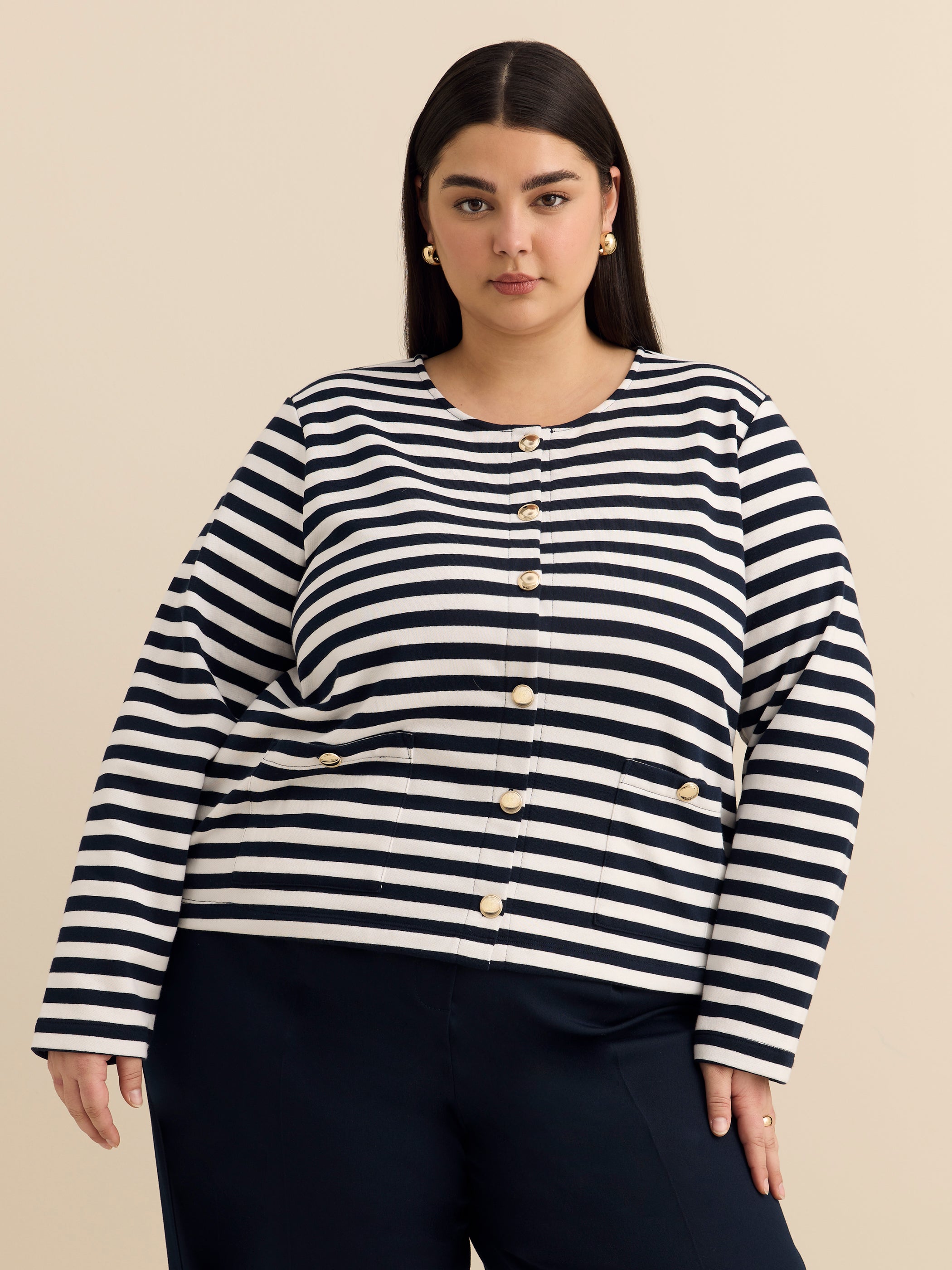 Button Up Short Cardigan with Pockets