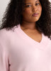 Pink Loose V-Neck Sweater