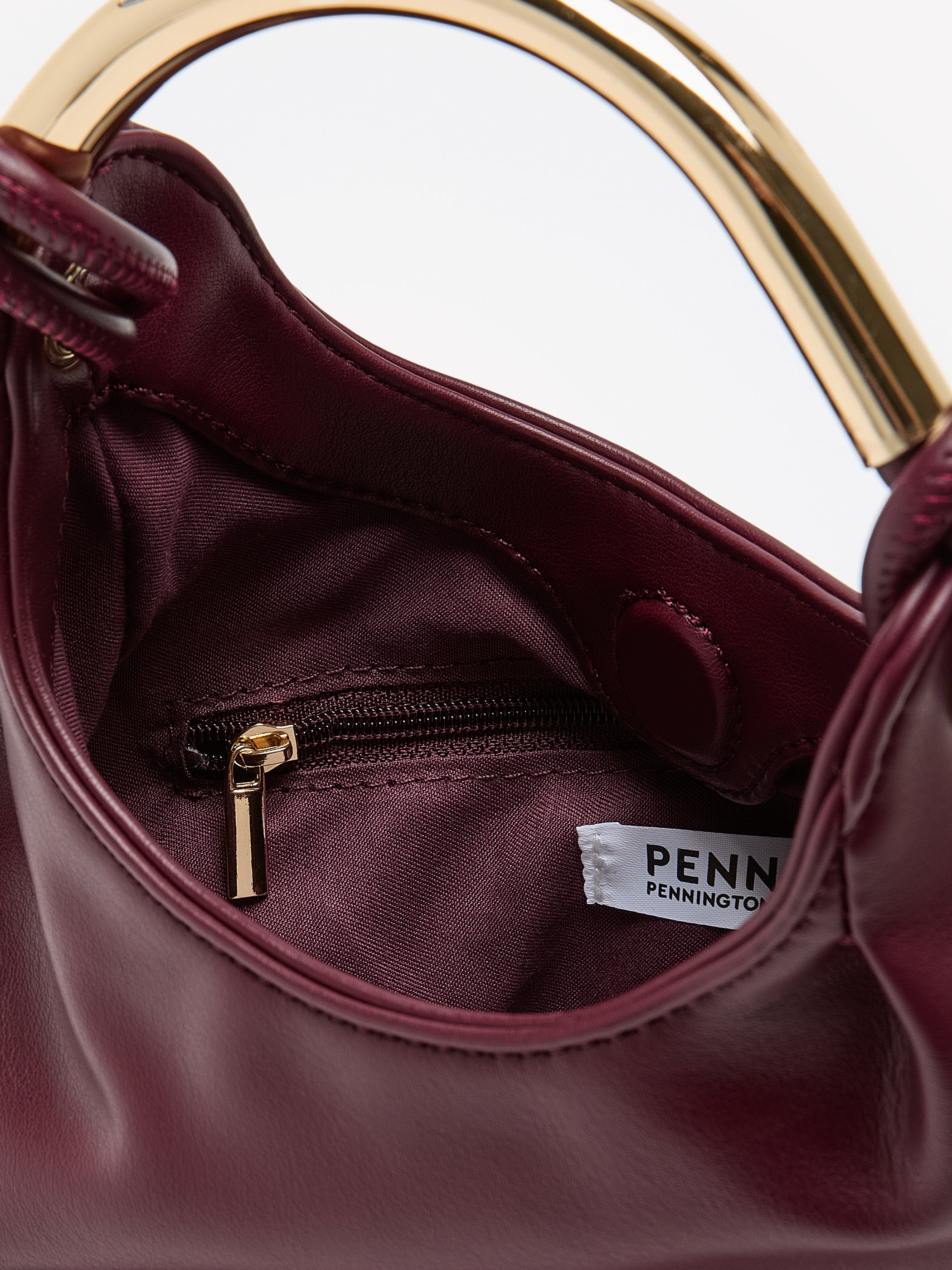 Faux Leather Dressy Bag with Golden Handle - Addition Elle