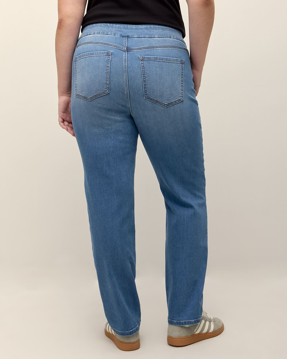 Jeans à enfiler à jambe droite, coupe ingénieuse, grande - d/C JEANS