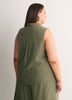 Sleeveless Buttoned-Down Shirt with Embroidery Placket