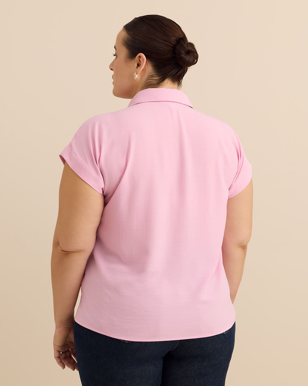 Blouse boutonnée avec noeud à la taille