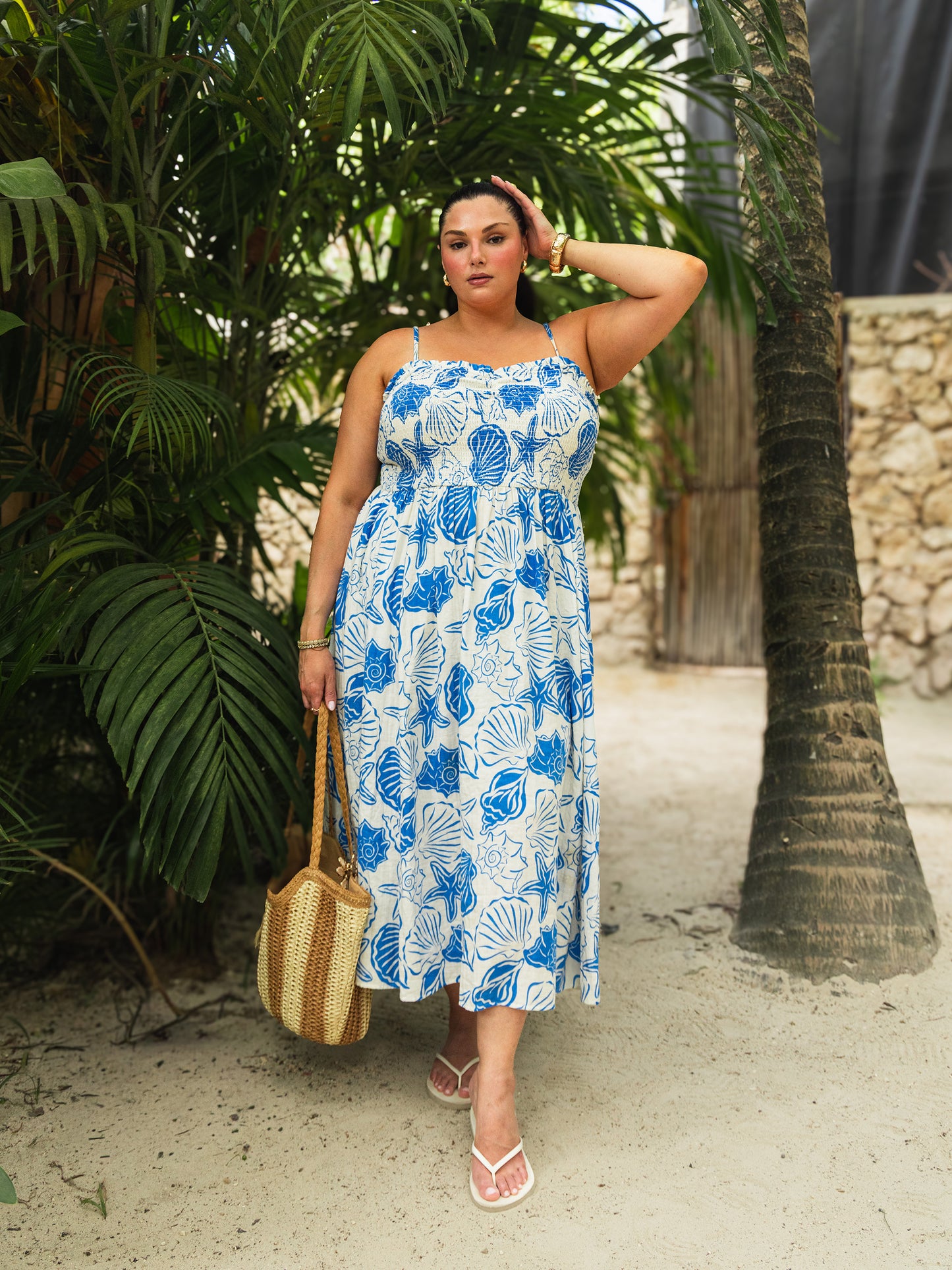 Strapless Smocked Heart Chest Maxi Dress