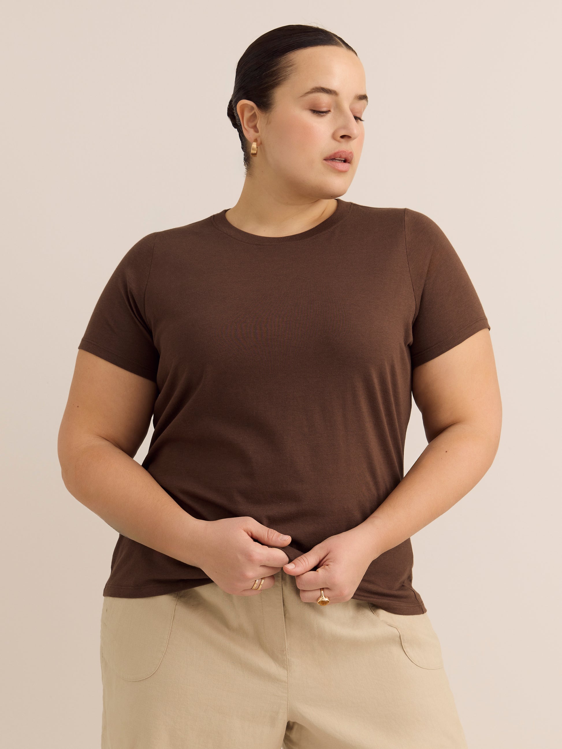 Crewneck Short-Sleeve Knit Top