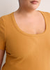 Ribbed Knit Fitted Short-Sleeve T-Shirt