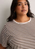 Curvy-Fit White Rugby Striped Short-Sleeve Crew-Neck Tee