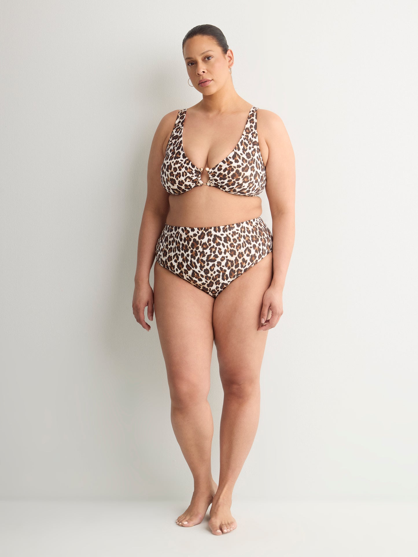 Culotte de maillot taille haute léopard