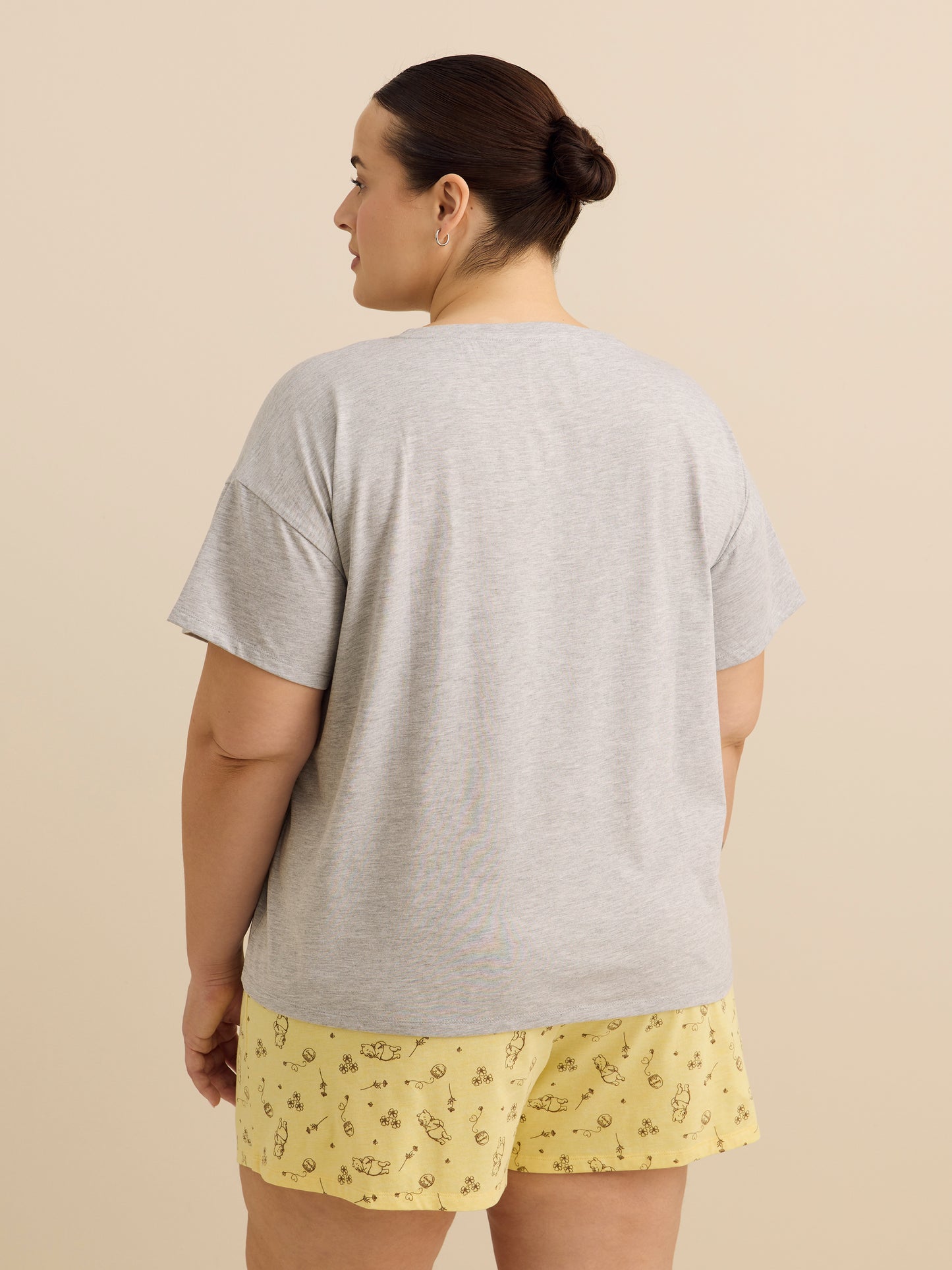 T-shirt de pyjama de Winnie l'Ourson gris chiné avec col Henley - ti Voglio