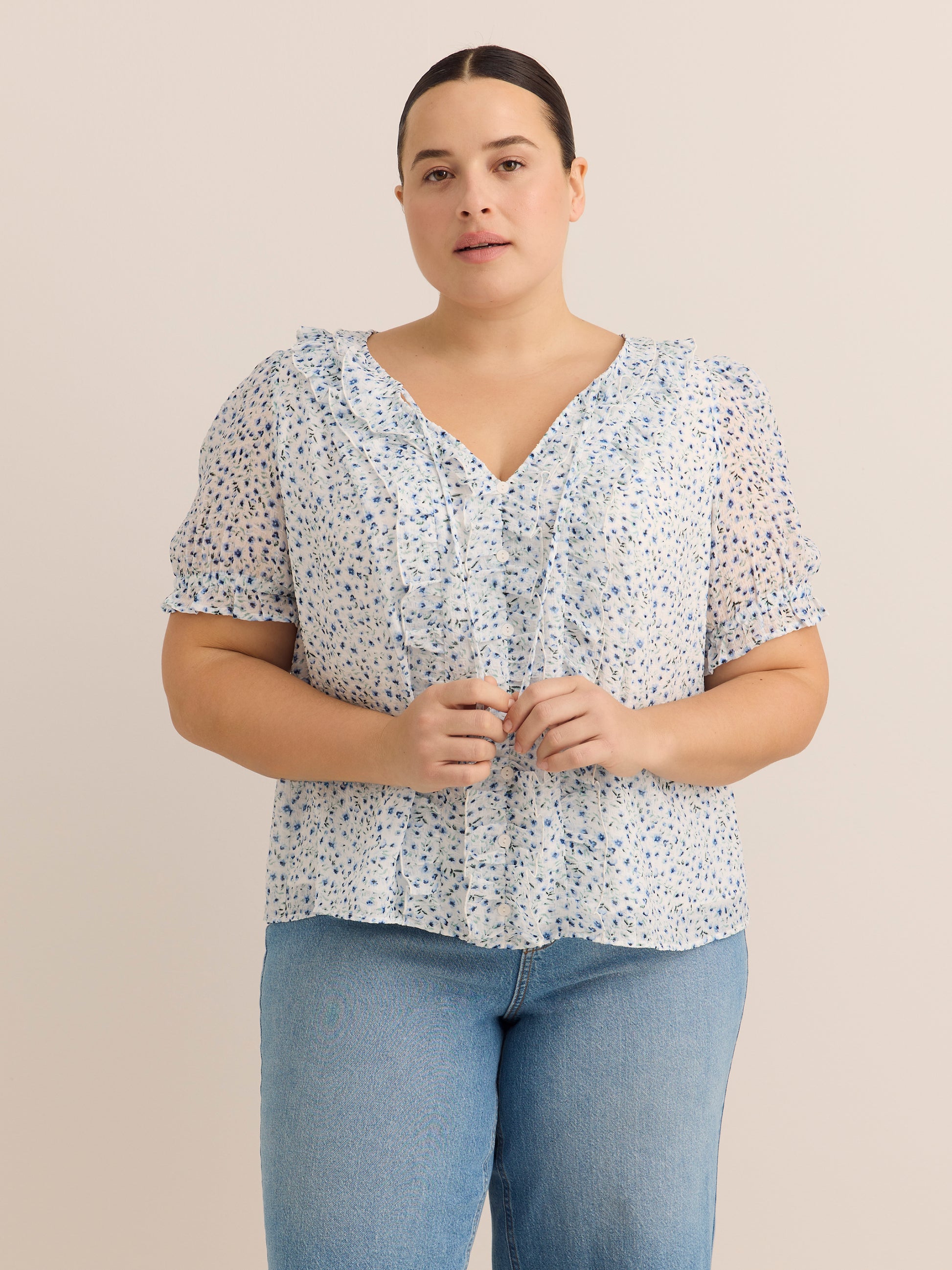 Chiffon Ruffled A-Line Blouse