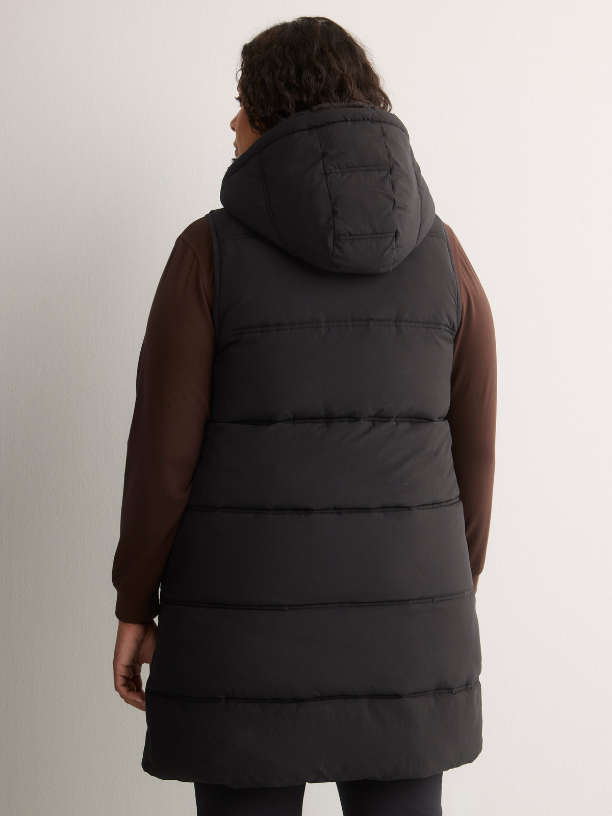 Long Hooded Faux-Fur Lined Vest