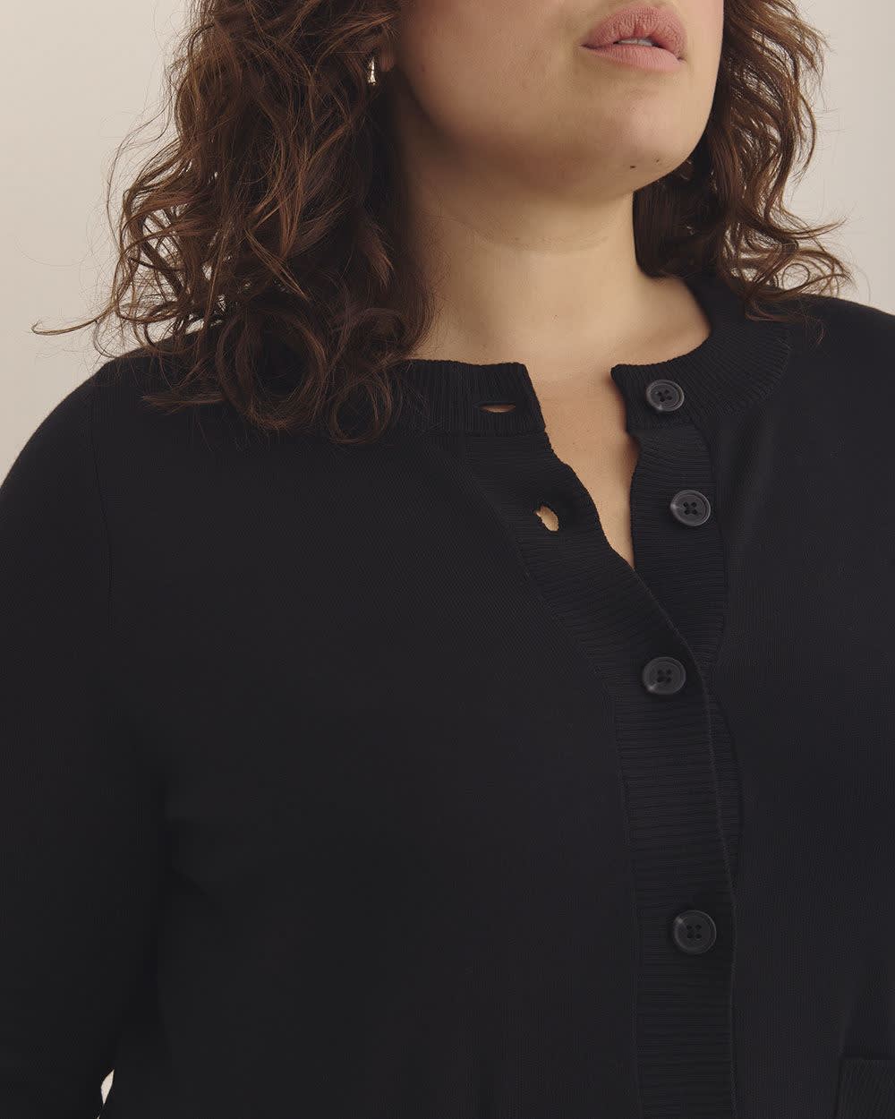 Cardigan boutonné à col rond en mélange de coton, tissu responsable