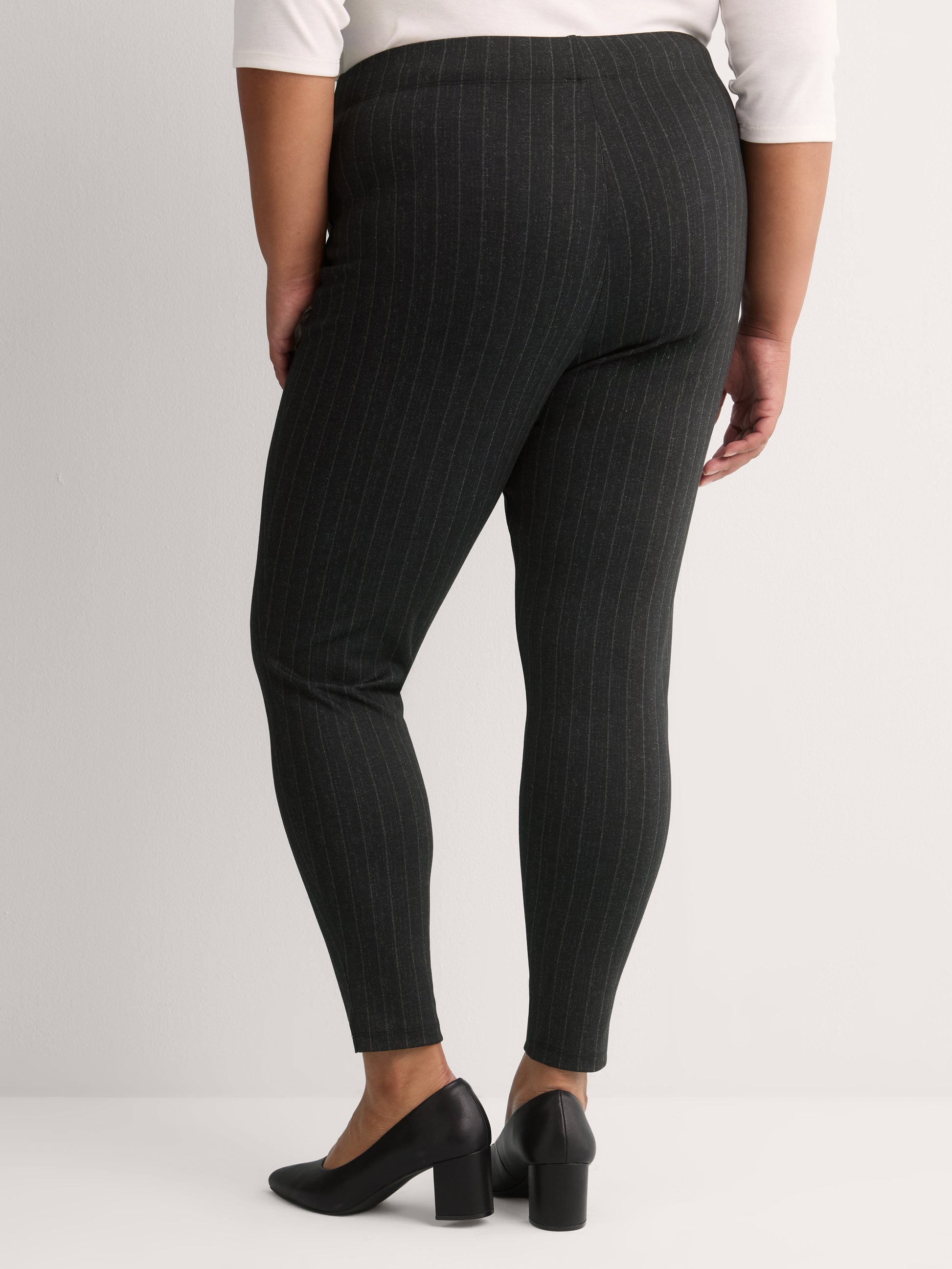 Charcoal Wide Pinstripe Tummy-Control Legging