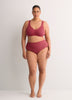 Wireless Red Ribbed Cotton Bra with Picot Trim - tiVOGLIO