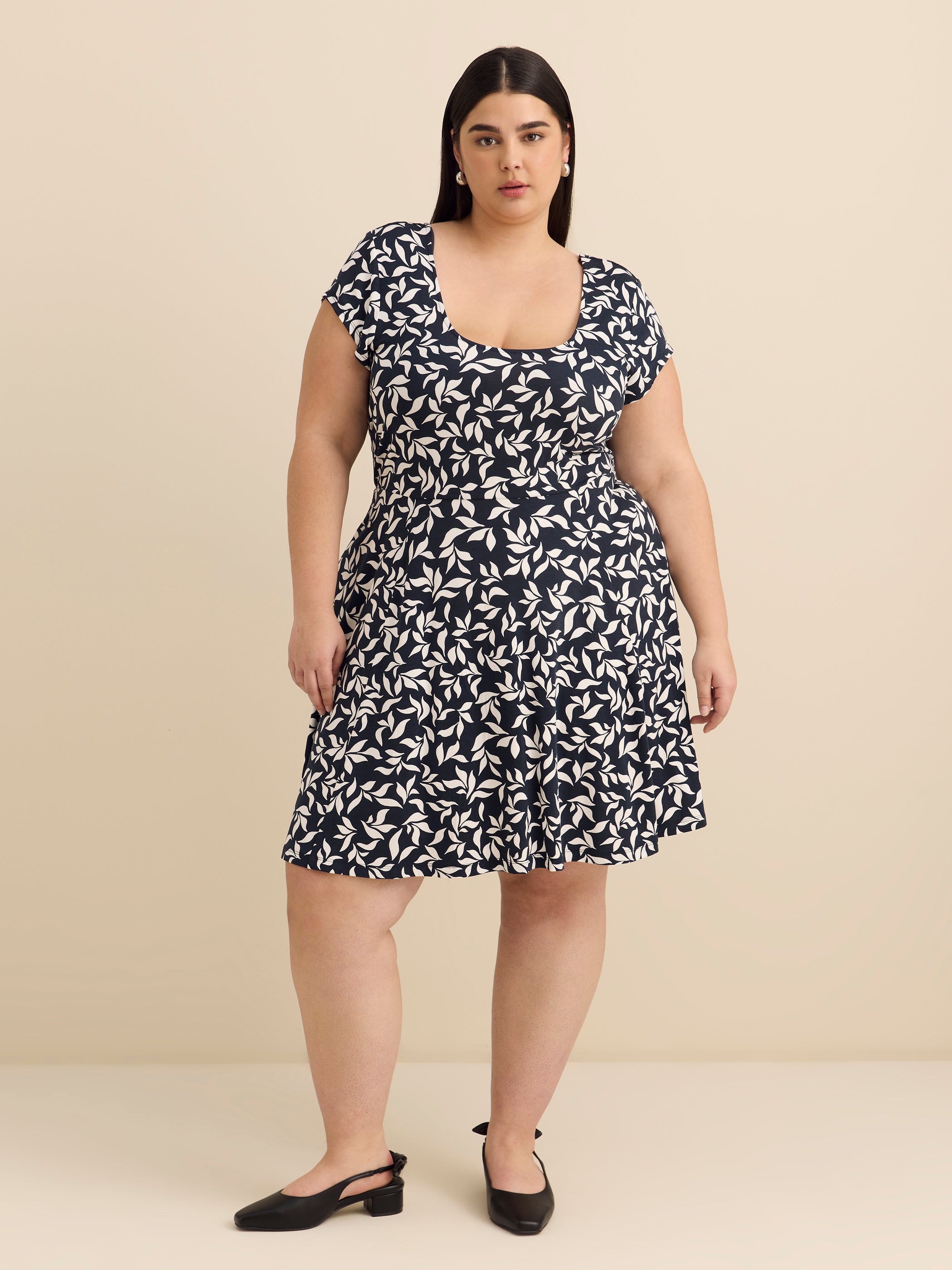 Responsible, Scoop Neck Dress with Cap Sleeves