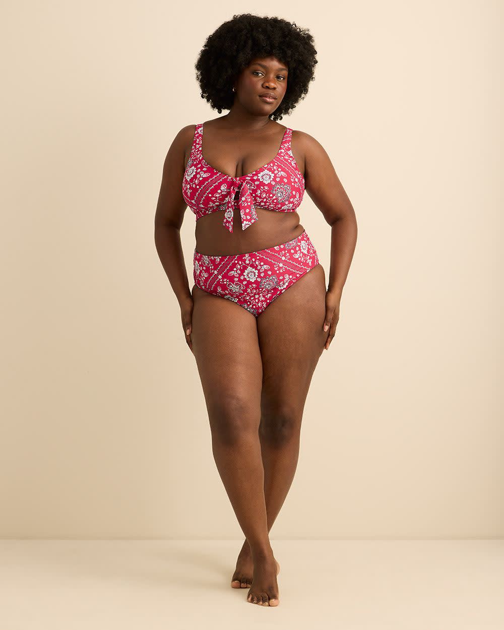 Bandana/Striped High-Rise Reversible Swim Brief