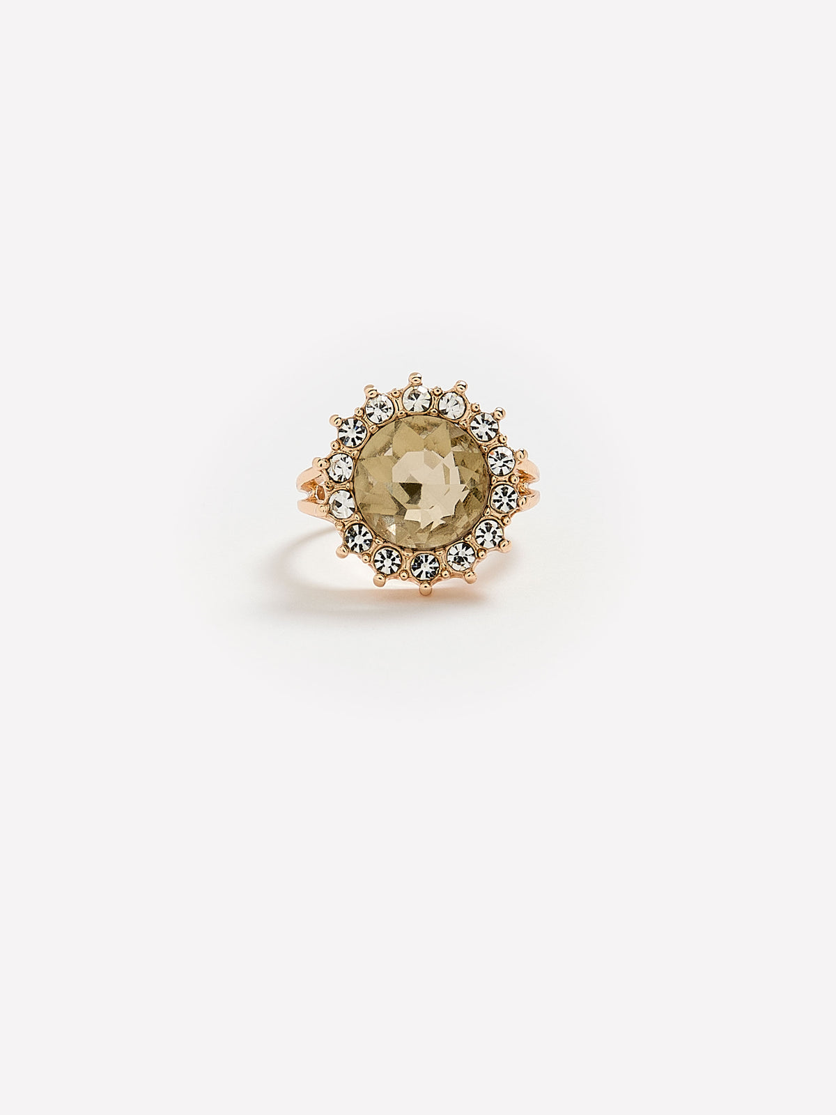 Golden Ring with Big Round Stone