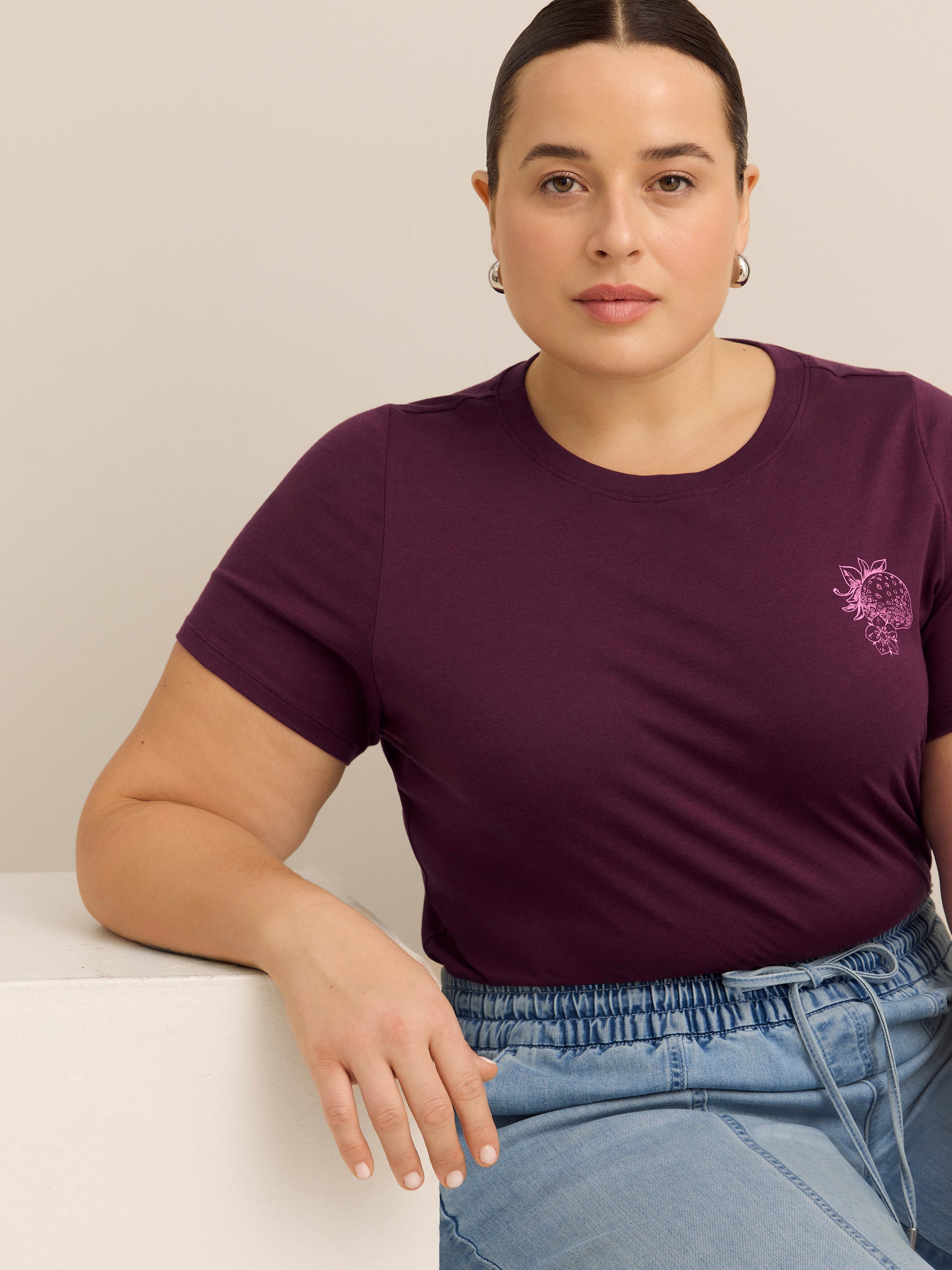 Crewneck Short-Sleeve Knit Top