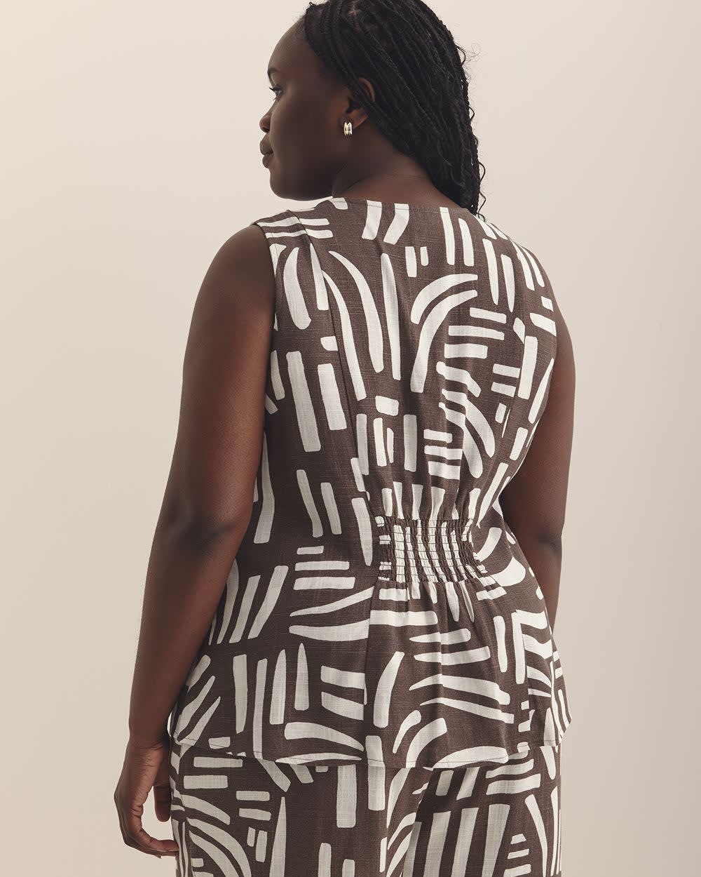 Blouse boutonnée sans manches à encolure en V