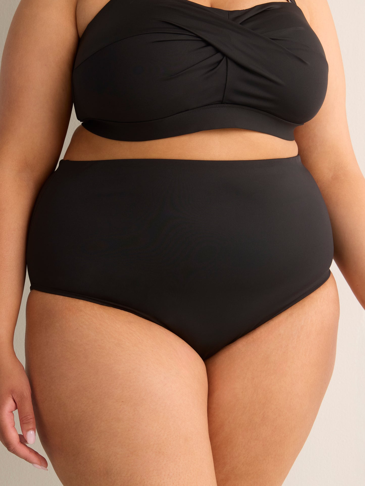 Black High-Waist Basic Swim Brief