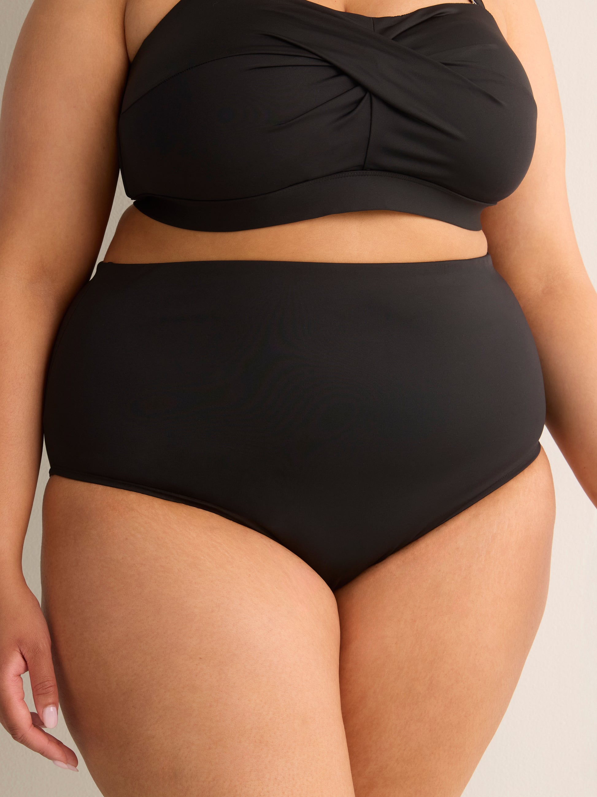 Black High-Waist Basic Swim Brief