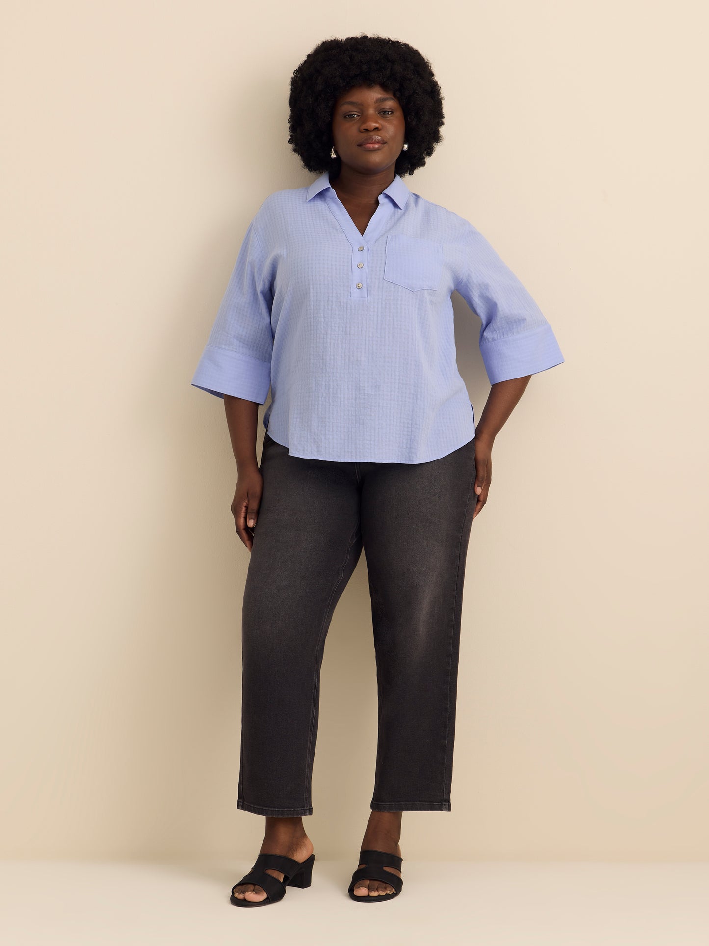 Relaxed Popover Loose Blouse - Addition Elle