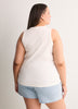 Scoop-Neck Embroidered Ribbed Knit Fitted Tank Top