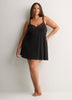 Sexy Black Short Nighty with Cheetah Embroidery Neckline - Déesse Collection