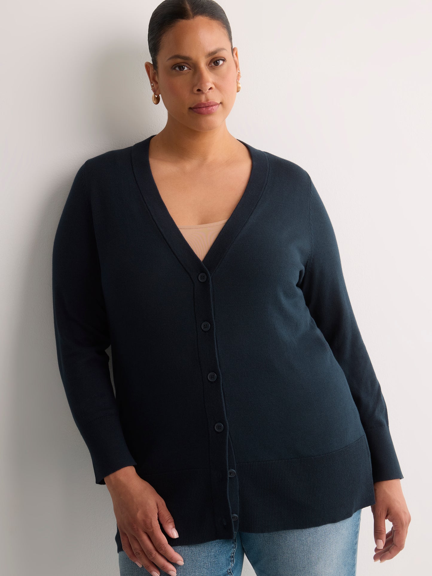Responsible, Cotton-Blend Tunic Cardigan
