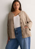 Straight Wide-Sleeve Ribbed Knit Cover-Up