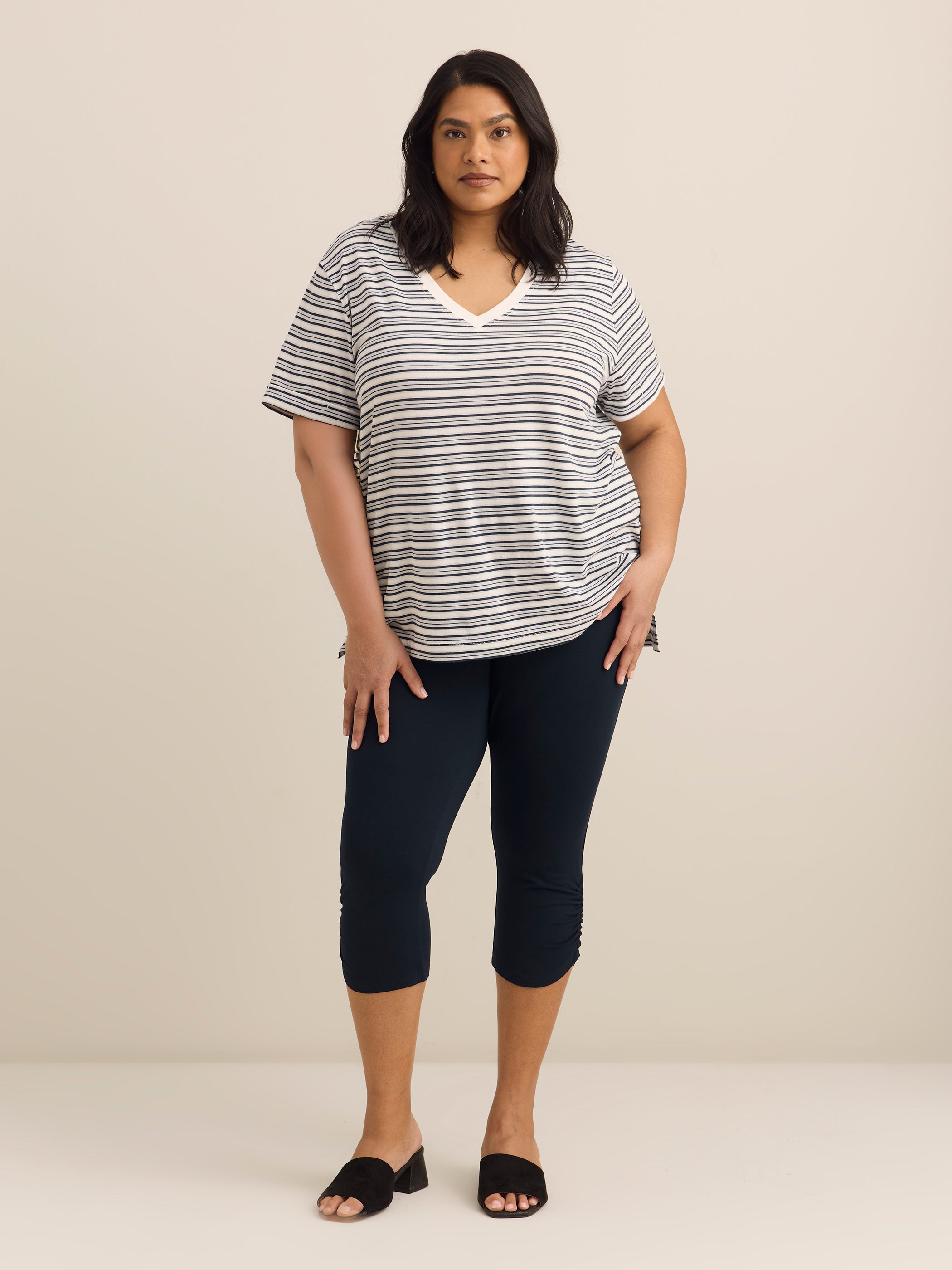 Responsible, Fashion Capri Legging with Shirred Hem