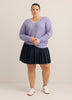 Violet Crochet Waffle Knit V-Neck Pullover - Active Zone