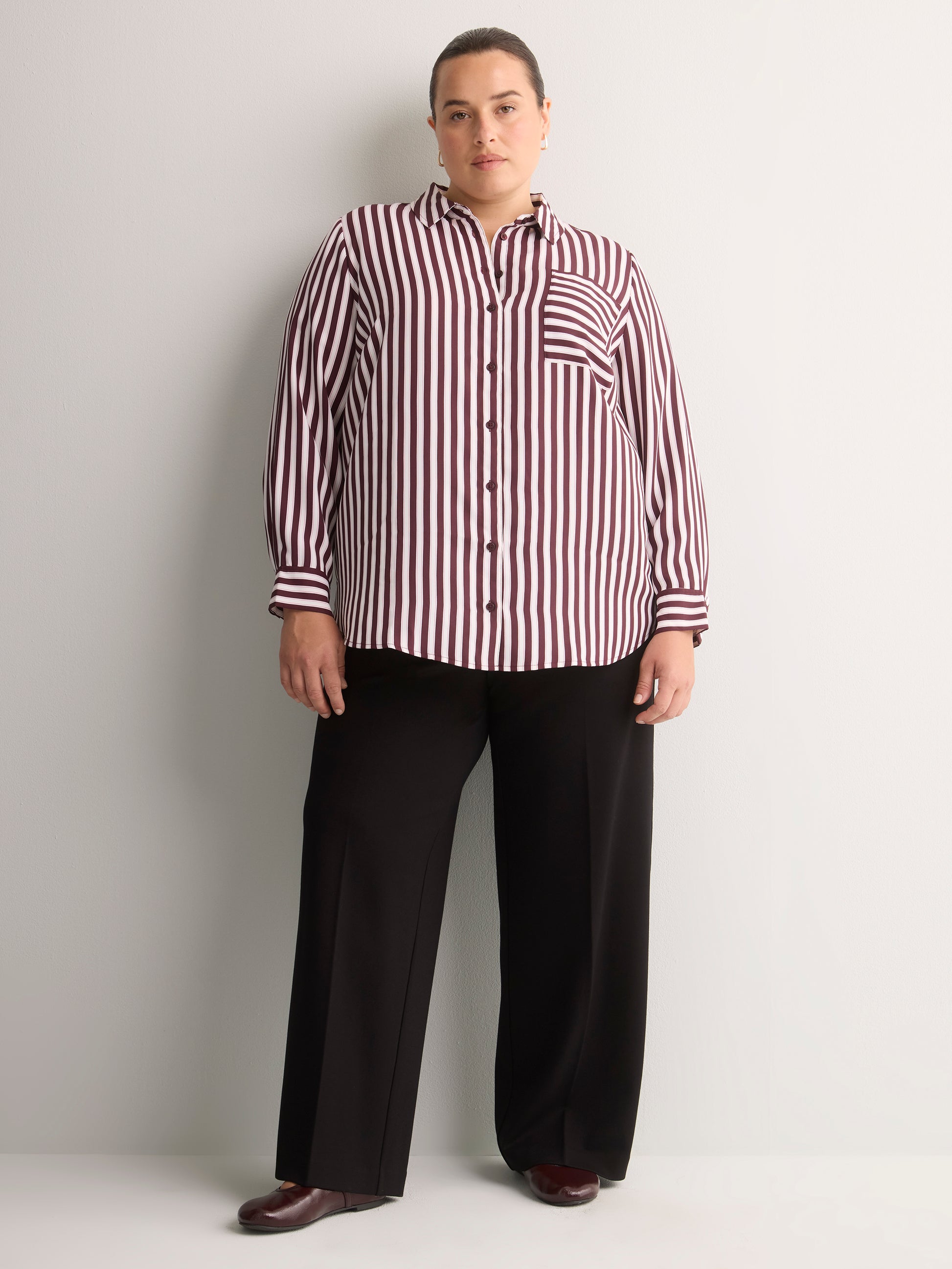 Responsible, Silky Buttoned Down Tunic Shirt