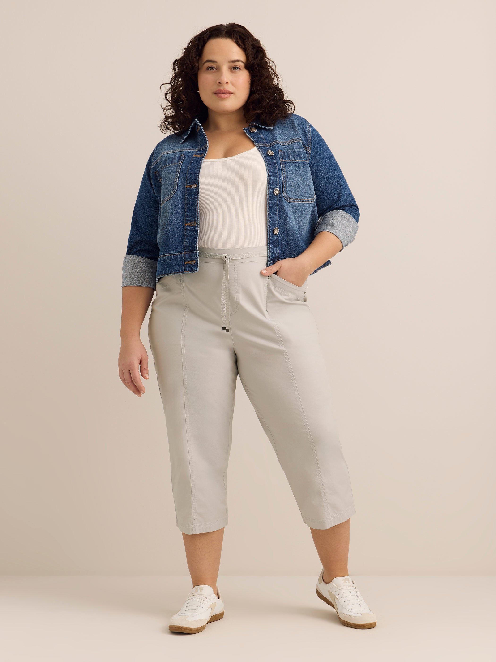 Solid Capri with Adjustable Waistband